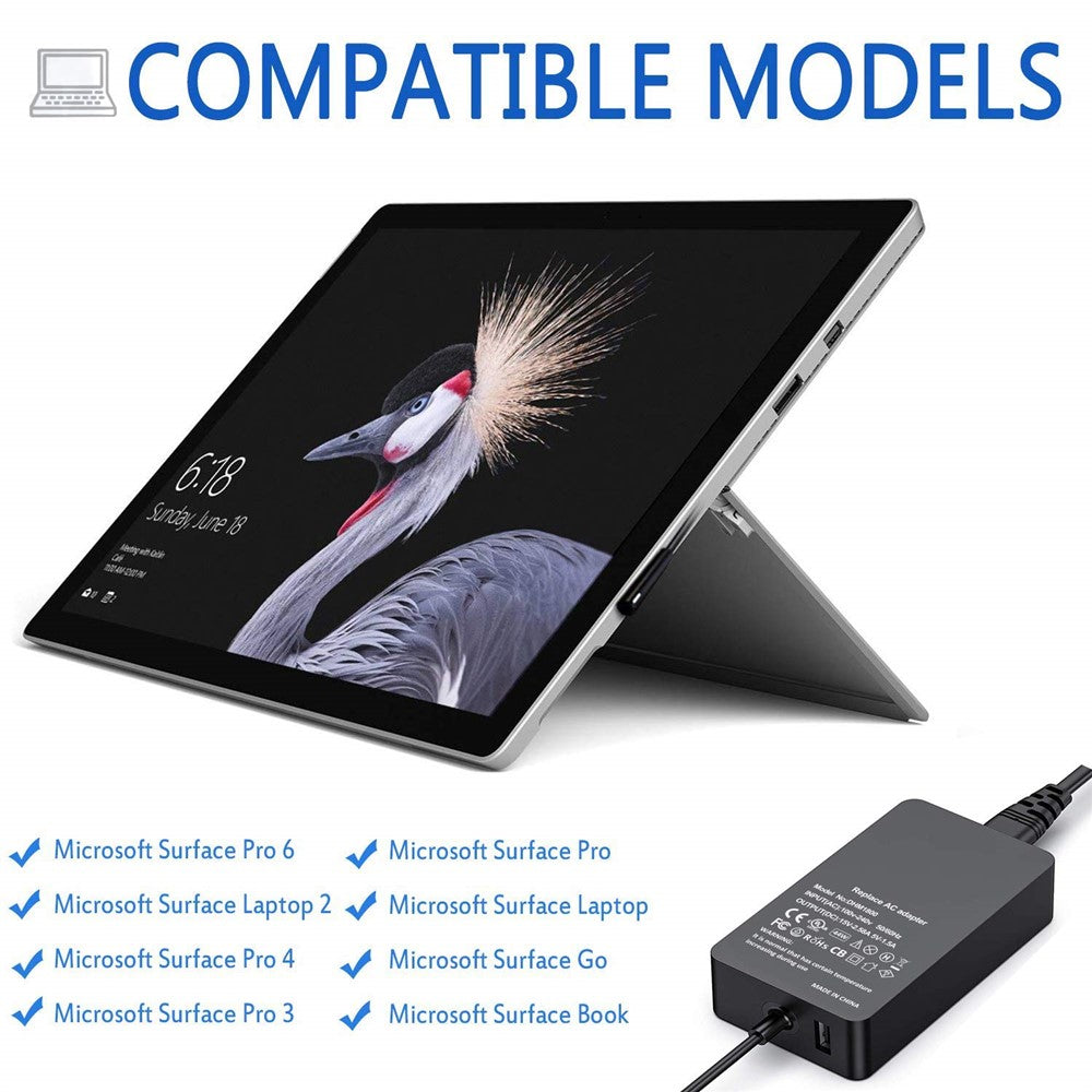44W-15V-2.58A-Power-Adapter-Charger-with-USB-Charging-Port-for-Microsoft-Surface-Pro-6/5/4/3-etc.-US-Plug