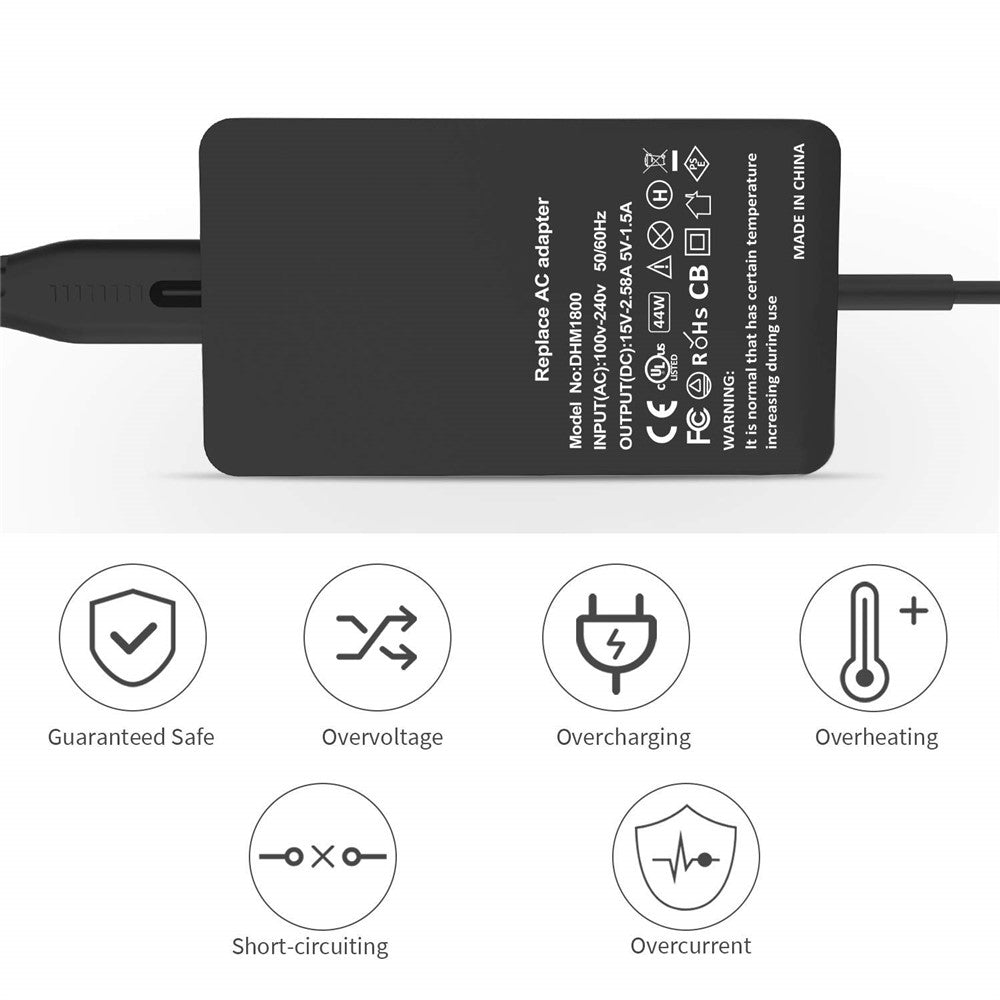 44W-15V-2.58A-Power-Adapter-Charger-with-USB-Charging-Port-for-Microsoft-Surface-Pro-6/5/4/3-etc.-US-Plug