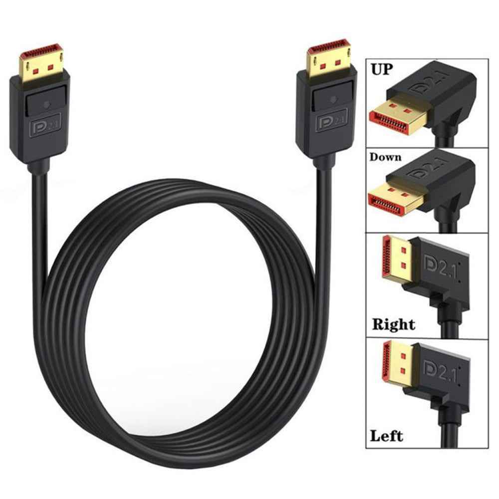 50cm DisplayPort 2.1 to Right Angled DP2.1 Extension Cable 54Gbps 16K 30Hz Video Cord - Black