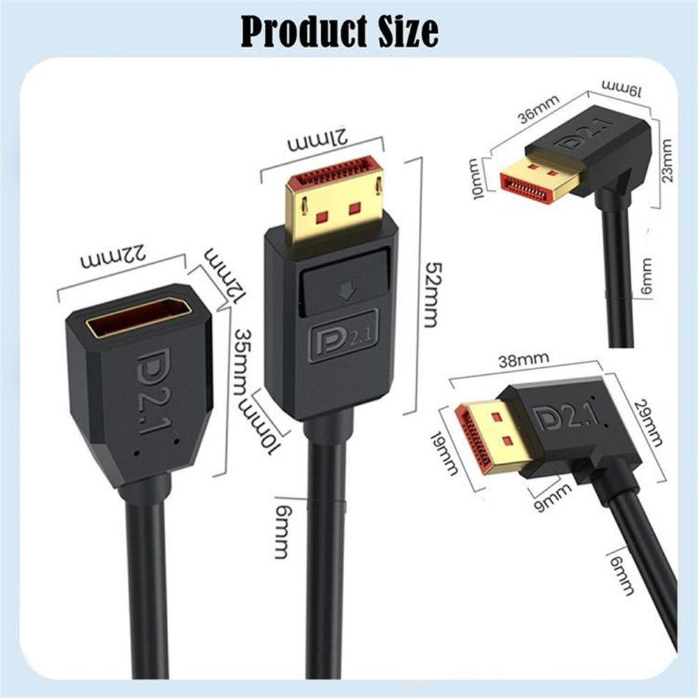 50cm-DisplayPort-2.1-to-Right-Angled-DP2.1-Extension-Cable-54Gbps-16K-30Hz-Video-Cord-Black