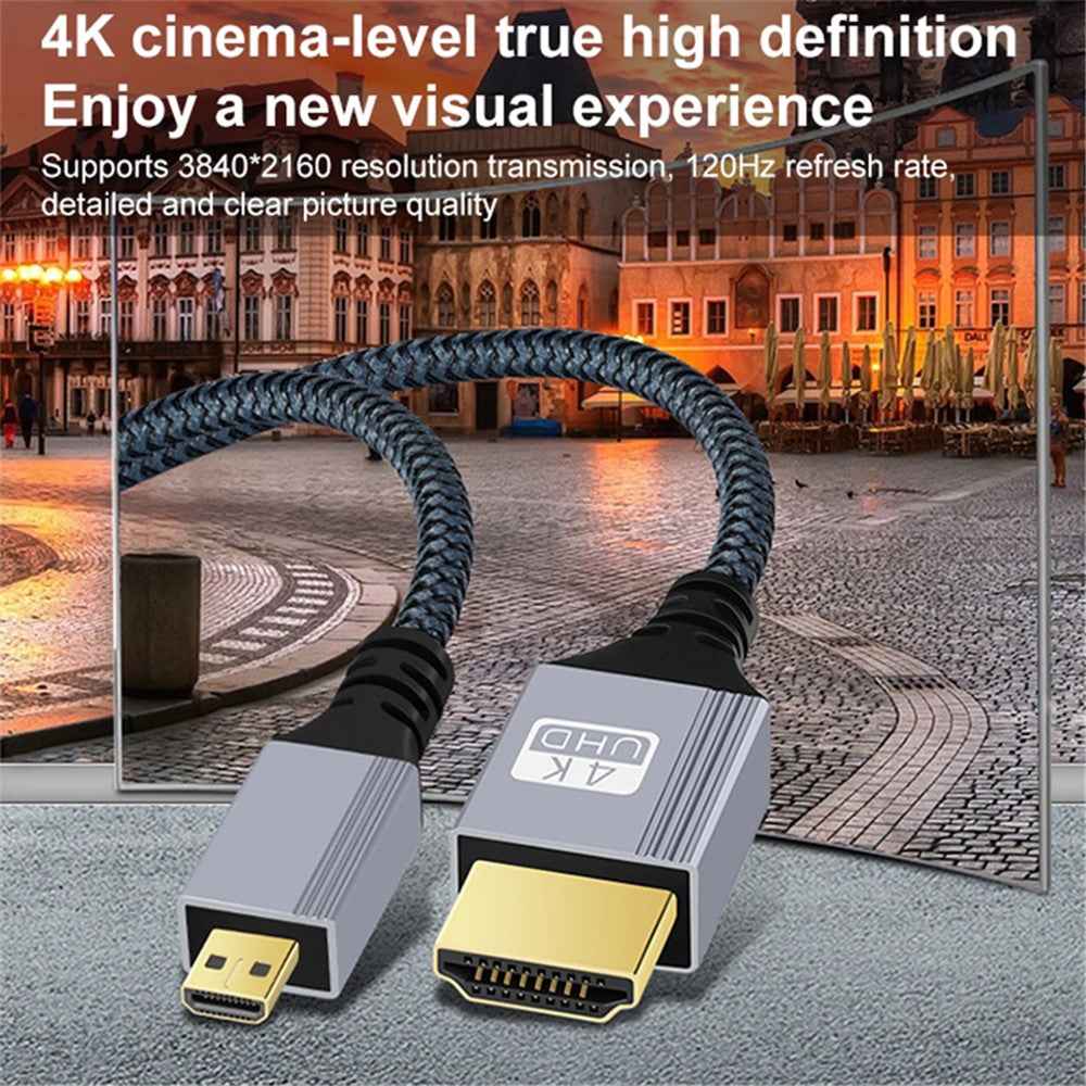 5m Extra-Long HDMI to Micro HDMI Cable 4K 120Hz Gold-Plated HDMI Adapter Connection Cord