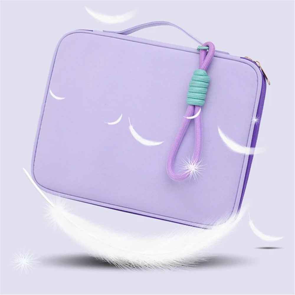 606 For iPad MacBook MateBook 13.3 / 14 Inch Laptop Bag Nylon Handbag with Hanging Ornament - Yellow