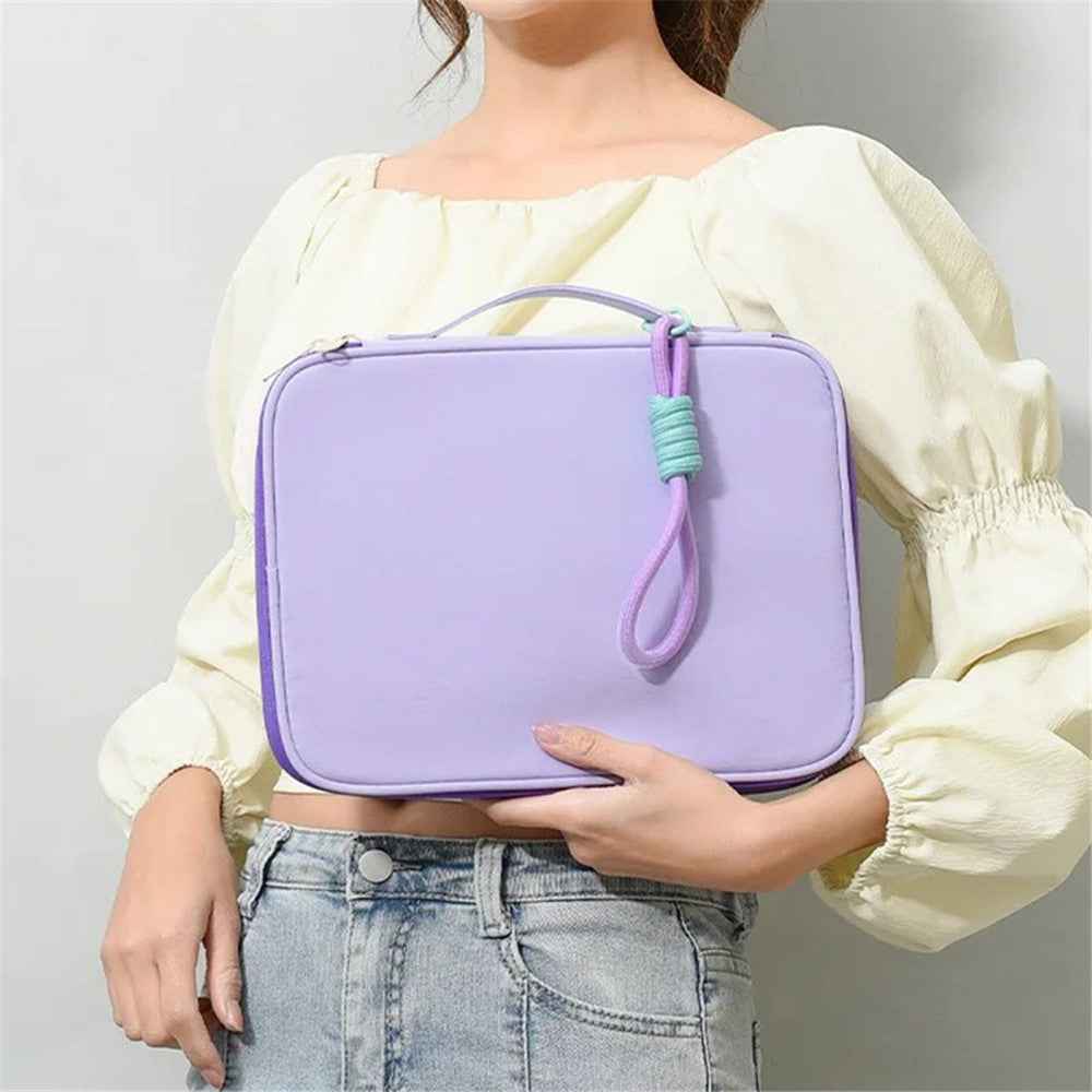 606 For iPad MacBook MateBook 13.3 / 14 Inch Laptop Bag Nylon Handbag with Hanging Ornament - Yellow