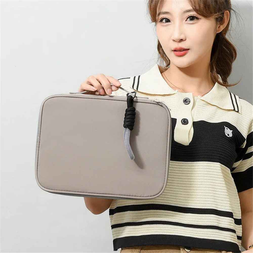 606 For iPad MacBook MateBook 13.3 / 14 Inch Laptop Bag Nylon Handbag with Hanging Ornament - Yellow