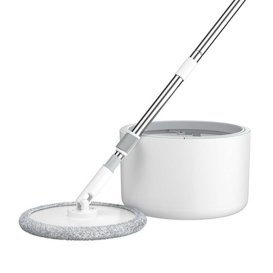 Rotating Single Bucket Mop Hands-Free Spin Mop Floor Cleaning Tool with 3 Microfiber Mop Heads - White