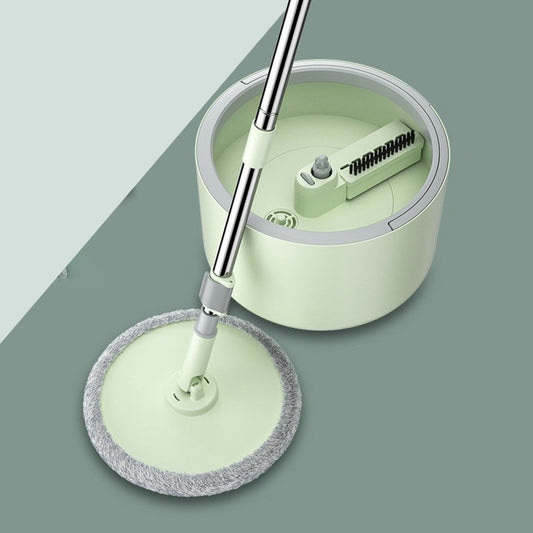 Rotating Single Bucket Mop Hands-Free Spin Mop Floor Cleaning Tool with 3 Microfiber Mop Heads - Green