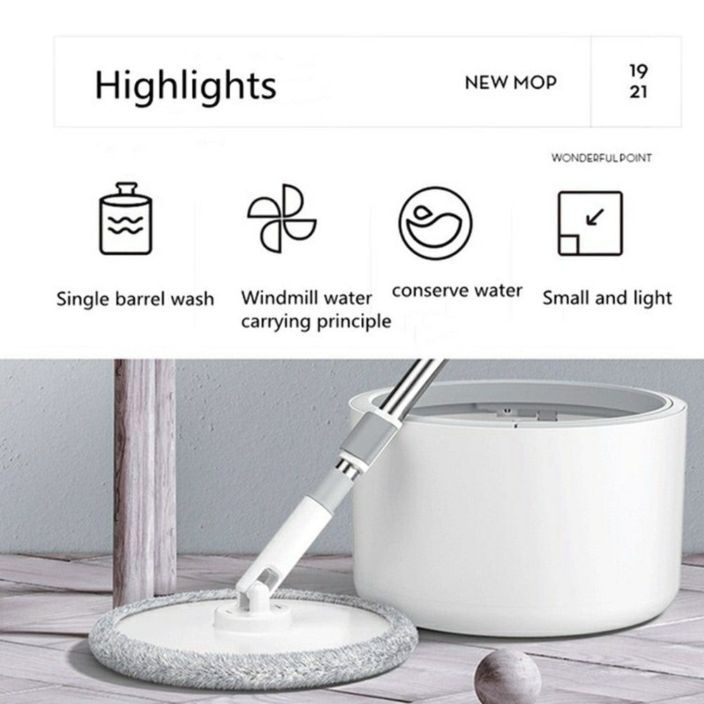 Rotating Single Bucket Mop Hands-Free Spin Mop Floor Cleaning Tool with 3 Microfiber Mop Heads - Green