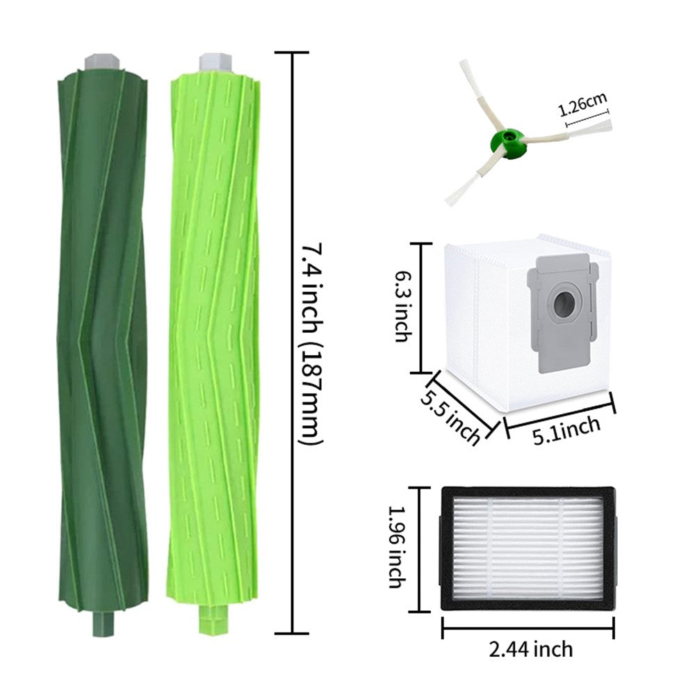 JUNSUNMAY 9Pcs For iRobot Roomba i3 / i4 / i6 / i7 / i8 / E5 / E6 Main Brush Side Brush Filter Vacuum Bag Set
