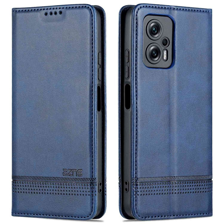 AZNS For Xiaomi Redmi Note 11T Pro 5G / Note 11T Pro+ 5G / Poco X4 GT 5G / Redmi K50i 5G PU Leather Stand Wallet Case Magnetic Closure Phone Cover - Blue