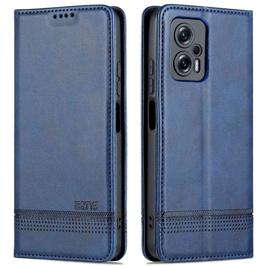 AZNS For Xiaomi Redmi Note 11T Pro 5G / Note 11T Pro+ 5G / Poco X4 GT 5G / Redmi K50i 5G PU Leather Stand Wallet Case Magnetic Closure Phone Cover - Blue