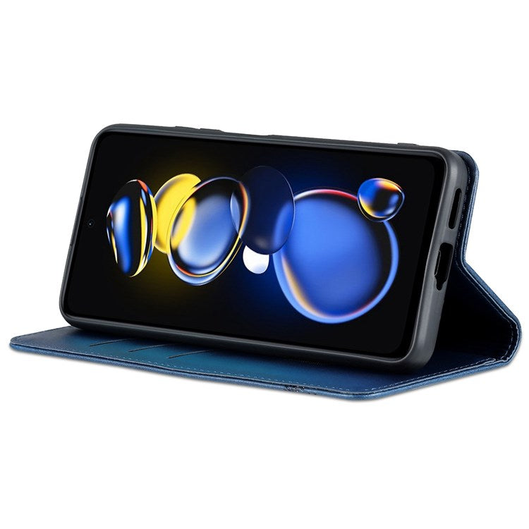 AZNS For Xiaomi Redmi Note 11T Pro 5G / Note 11T Pro+ 5G / Poco X4 GT 5G / Redmi K50i 5G PU Leather Stand Wallet Case Magnetic Closure Phone Cover - Blue