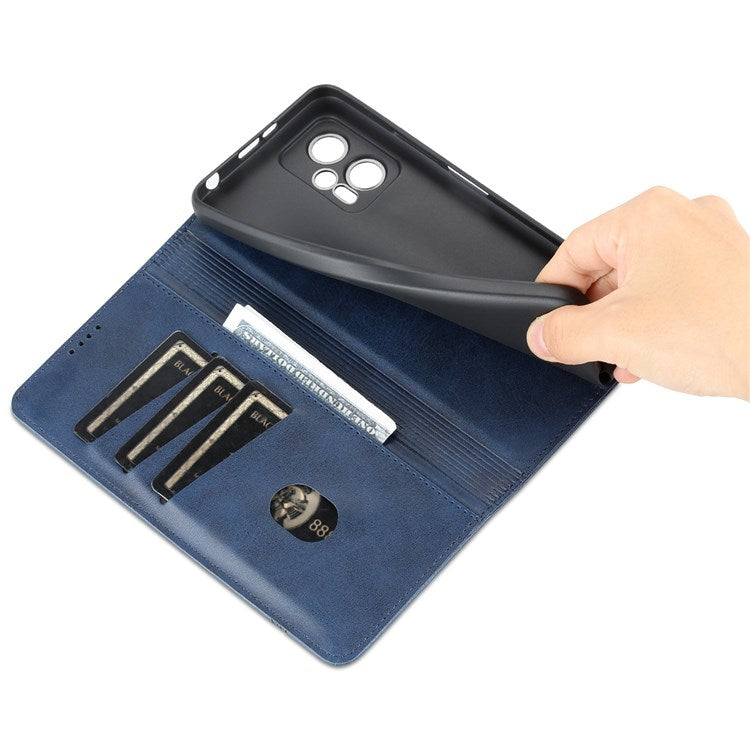 AZNS For Xiaomi Redmi Note 11T Pro 5G / Note 11T Pro+ 5G / Poco X4 GT 5G / Redmi K50i 5G PU Leather Stand Wallet Case Magnetic Closure Phone Cover - Blue