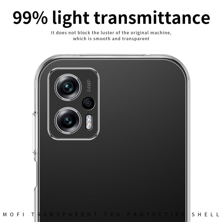 MOFI For Xiaomi Redmi Note 11T Pro 5G / Note 11T Pro+ 5G / Poco X4 GT 5G / Redmi K50i 5G Soft TPU Phone Cover Crystal Clear Anti-drop Case