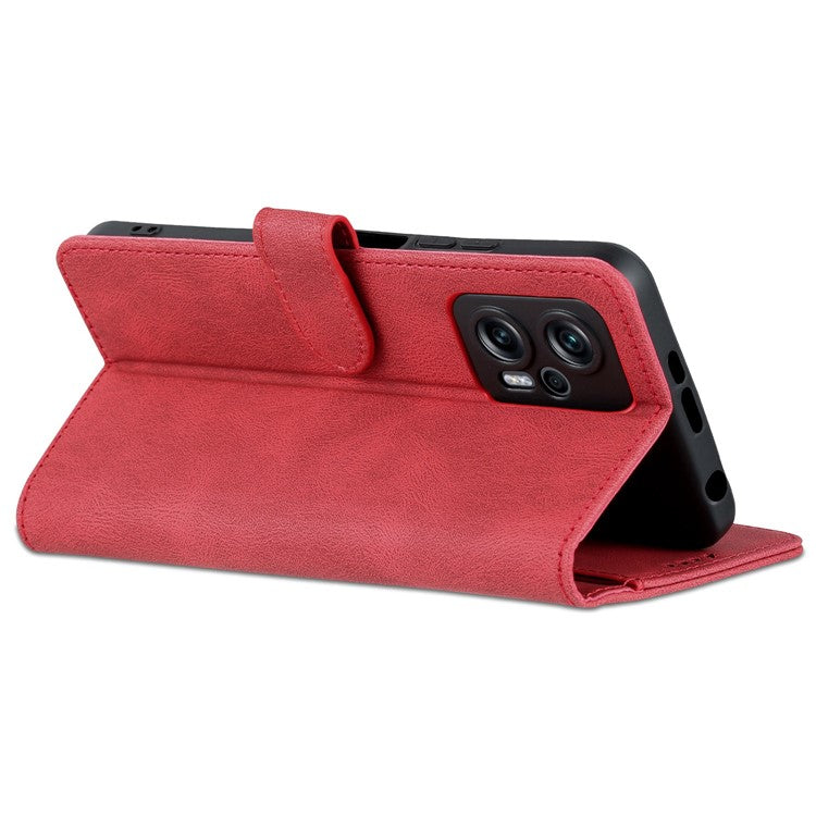 AZNS Phone Case For Xiaomi Redmi Note 11T Pro 5G / Note 11T Pro+ 5G / Poco X4 GT 5G / Redmi K50i 5G , Drop-proof PU Leather Flip Wallet Cover Stand - Red
