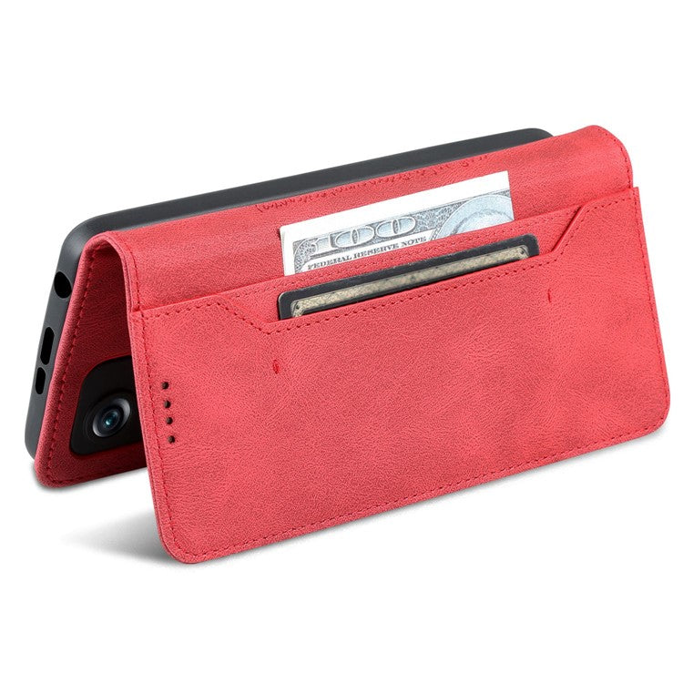 AZNS Phone Case For Xiaomi Redmi Note 11T Pro 5G / Note 11T Pro+ 5G / Poco X4 GT 5G / Redmi K50i 5G , Drop-proof PU Leather Flip Wallet Cover Stand - Red