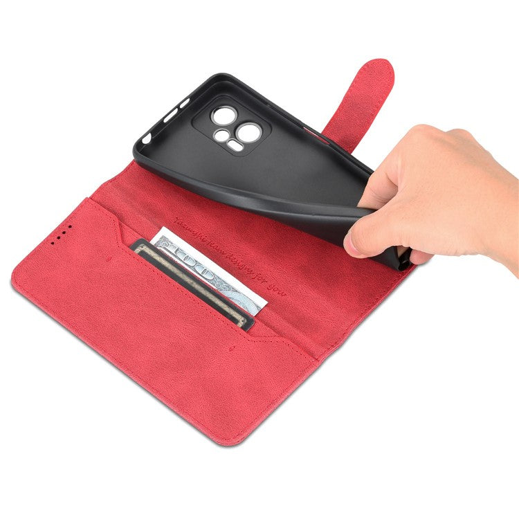 AZNS Phone Case For Xiaomi Redmi Note 11T Pro 5G / Note 11T Pro+ 5G / Poco X4 GT 5G / Redmi K50i 5G , Drop-proof PU Leather Flip Wallet Cover Stand - Red