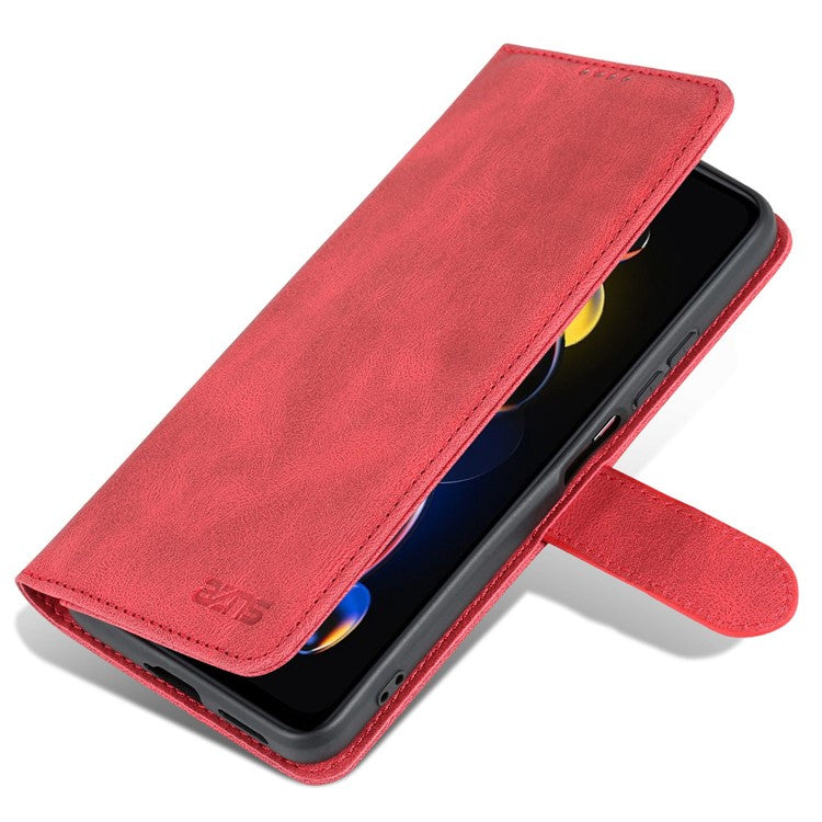 AZNS Phone Case For Xiaomi Redmi Note 11T Pro 5G / Note 11T Pro+ 5G / Poco X4 GT 5G / Redmi K50i 5G , Drop-proof PU Leather Flip Wallet Cover Stand - Red