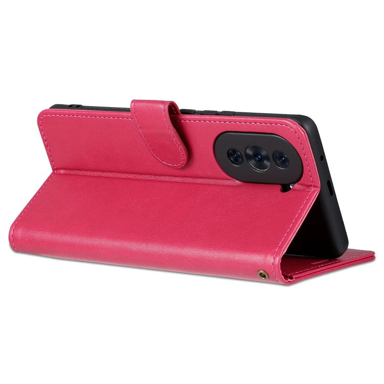 AZNS Drop-proof Flip Wallet Case for Huawei nova 10 Pro 4G, Full Protection PU Leather Magnetic Closure Anti-scratch Phone Cover with Viewing Stand - Red