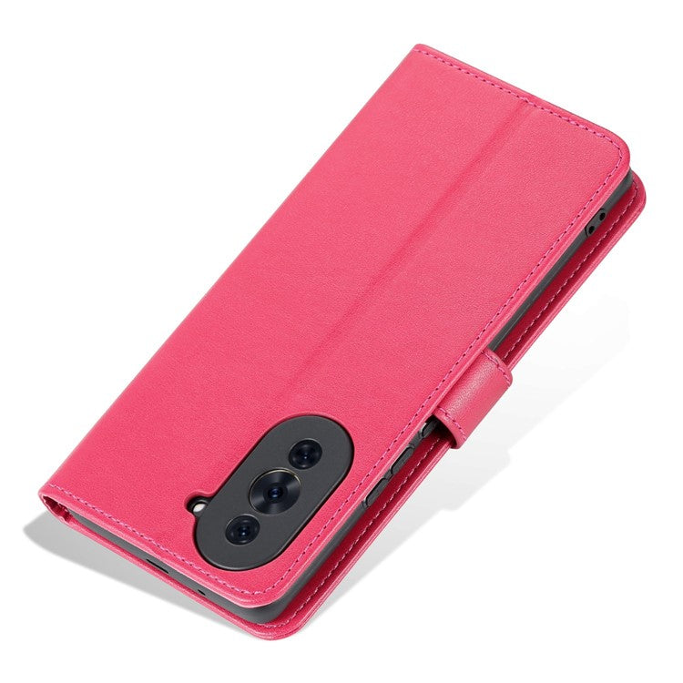 AZNS Drop-proof Flip Wallet Case for Huawei nova 10 Pro 4G, Full Protection PU Leather Magnetic Closure Anti-scratch Phone Cover with Viewing Stand - Red