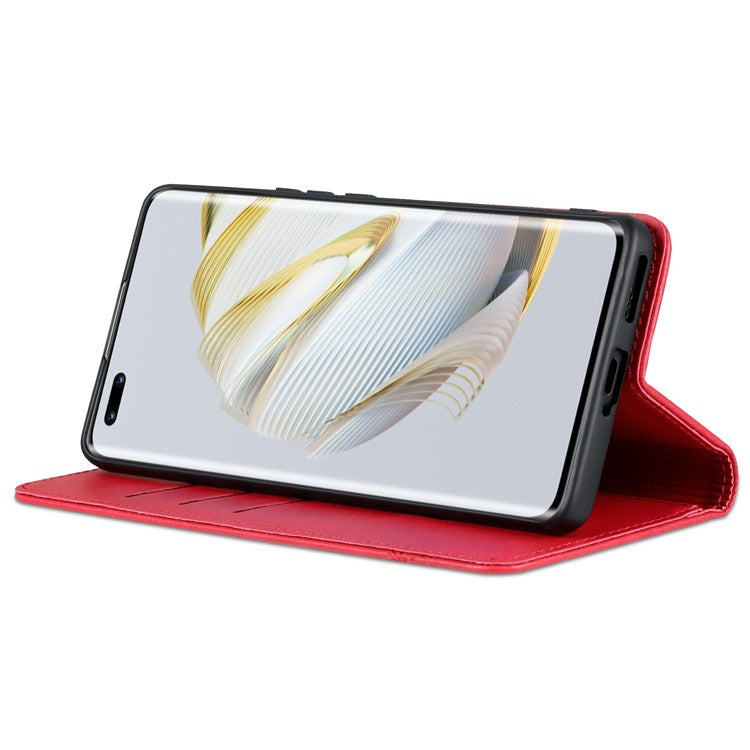 AZNS For Huawei nova 10 Pro 4G Anti-drop Phone Case Magnetic Auto Closure Wallet Stand PU Leather Flip Cover - Red