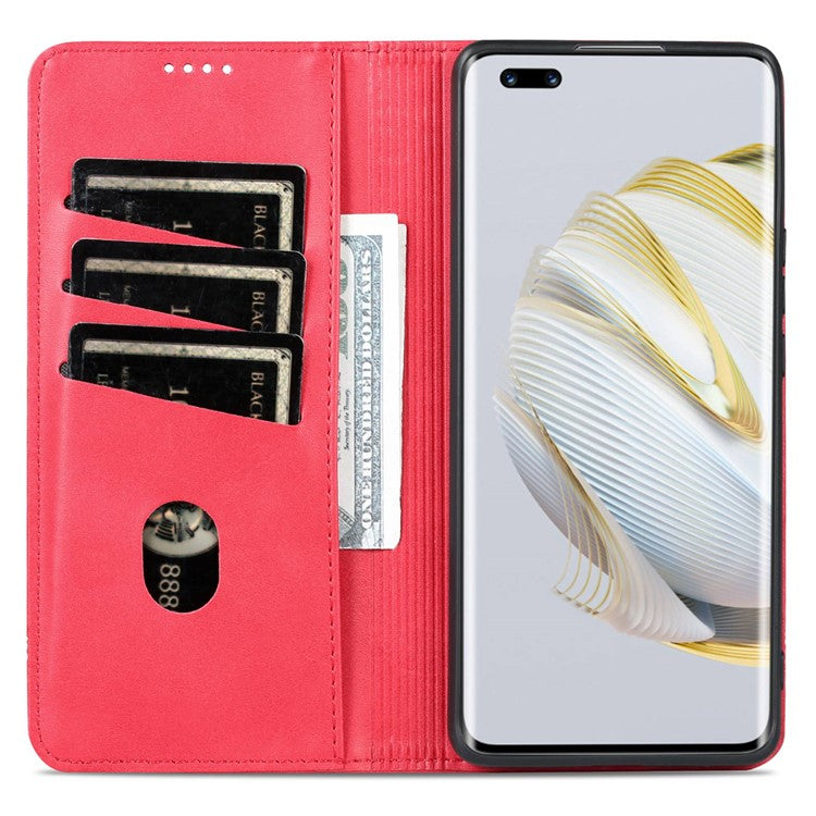 AZNS For Huawei nova 10 Pro 4G Anti-drop Phone Case Magnetic Auto Closure Wallet Stand PU Leather Flip Cover - Red