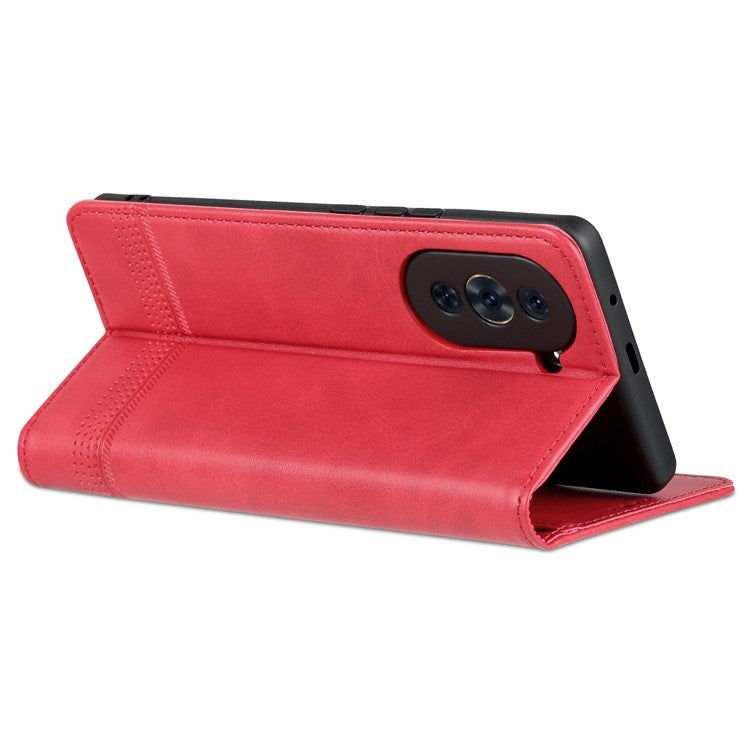 AZNS For Huawei nova 10 Pro 4G Anti-drop Phone Case Magnetic Auto Closure Wallet Stand PU Leather Flip Cover - Red