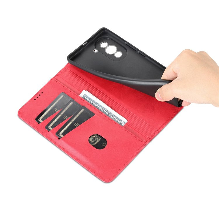 AZNS For Huawei nova 10 Pro 4G Anti-drop Phone Case Magnetic Auto Closure Wallet Stand PU Leather Flip Cover - Red