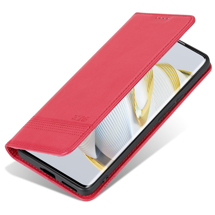 AZNS For Huawei nova 10 Pro 4G Anti-drop Phone Case Magnetic Auto Closure Wallet Stand PU Leather Flip Cover - Red