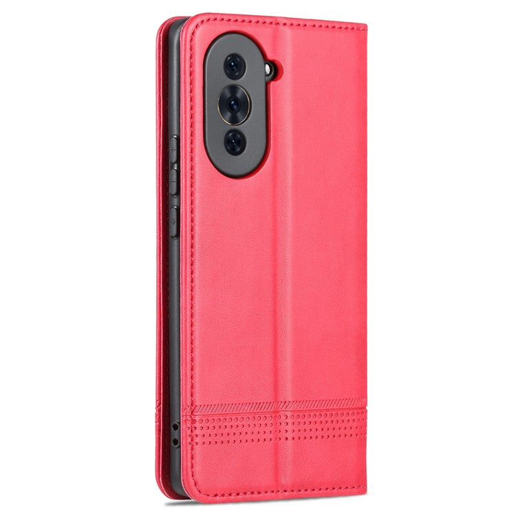 AZNS For Huawei nova 10 Pro 4G Anti-drop Phone Case Magnetic Auto Closure Wallet Stand PU Leather Flip Cover - Red