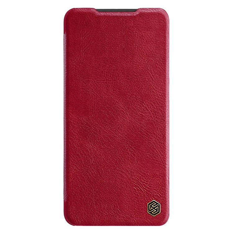 NILLKIN Qin Series for Xiaomi Poco M4 5G Anti-scratch Phone Case Shockproof PU Leather Folio Flip Phone Cover Card Holder - Red