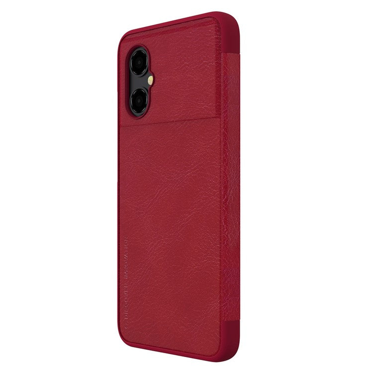 NILLKIN Qin Series for Xiaomi Poco M4 5G Anti-scratch Phone Case Shockproof PU Leather Folio Flip Phone Cover Card Holder - Red