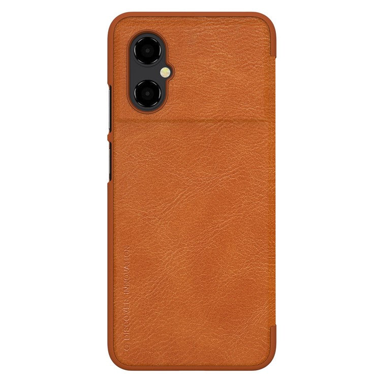 NILLKIN Qin Series for Xiaomi Poco M4 5G Anti-scratch Phone Case Shockproof PU Leather Folio Flip Phone Cover Card Holder - Brown
