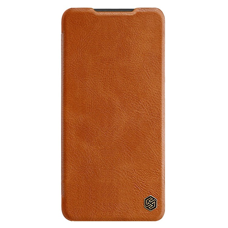 NILLKIN Qin Series for Xiaomi Poco M4 5G Anti-scratch Phone Case Shockproof PU Leather Folio Flip Phone Cover Card Holder - Brown