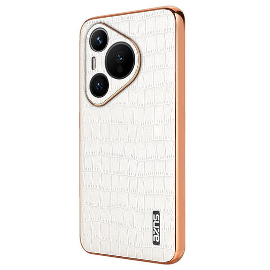 AZNS For Huawei Pura 70 Slim Case Crocodile Texture Leather + TPU Phone Cover - White