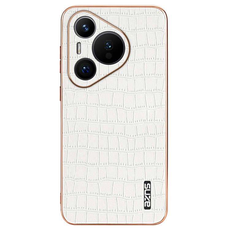 AZNS For Huawei Pura 70 Slim Case Crocodile Texture Leather + TPU Phone Cover - White