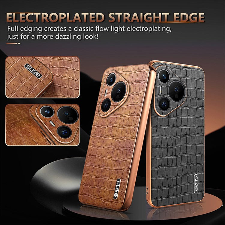 AZNS For Huawei Pura 70 Slim Case Crocodile Texture Leather + TPU Phone Cover - White