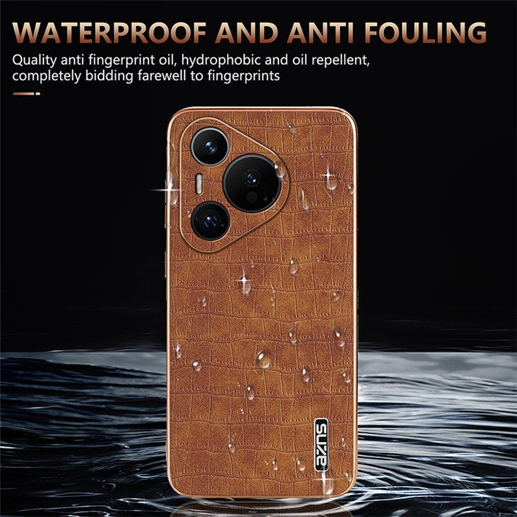 AZNS For Huawei Pura 70 Slim Case Crocodile Texture Leather + TPU Phone Cover - White