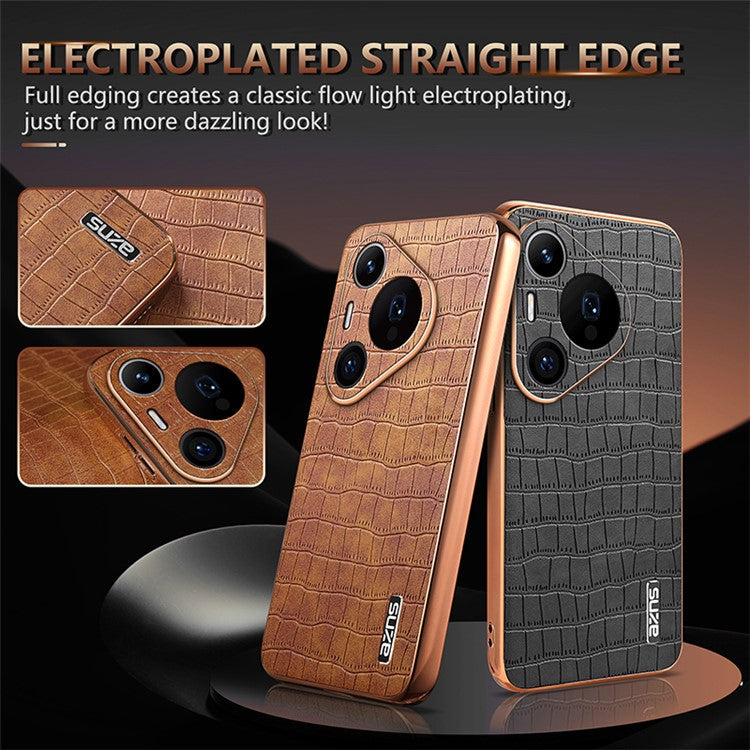 AZNS For Huawei Pura 70 Pro / Pura 70 Pro+ Case PU Leather Coated TPU Electroplating Phone Cover - White