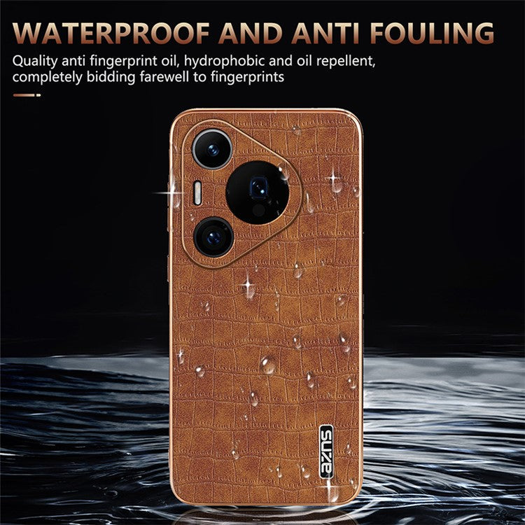 AZNS For Huawei Pura 70 Pro / Pura 70 Pro+ Case PU Leather Coated TPU Electroplating Phone Cover - White