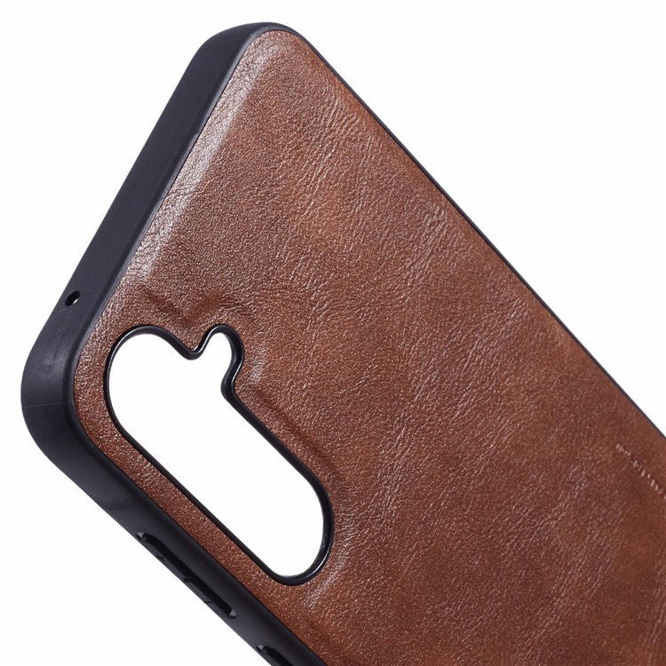 X-LEVEL Bojue-3 Series For Samsung Galaxy A35 5G Case PU Leather Back Phone Cover Business Soft Grip - Brown