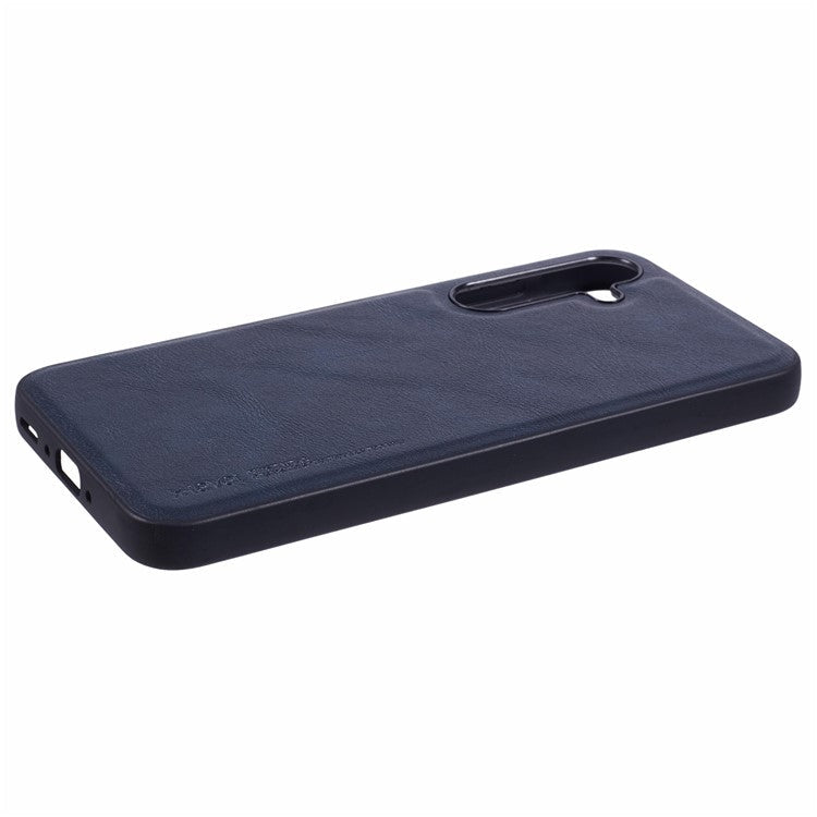 X-LEVEL Bojue-3 Series For Samsung Galaxy A35 5G Case PU Leather Back Phone Cover Business Soft Grip - Blue