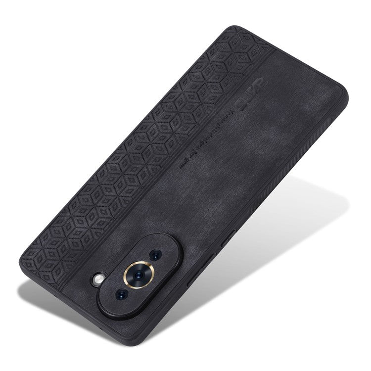 AZNS Cell Phone Case for Huawei nova 10 4G, PU Leather Coated TPU Stylish Pattern Imprinted Phone Cover - Black