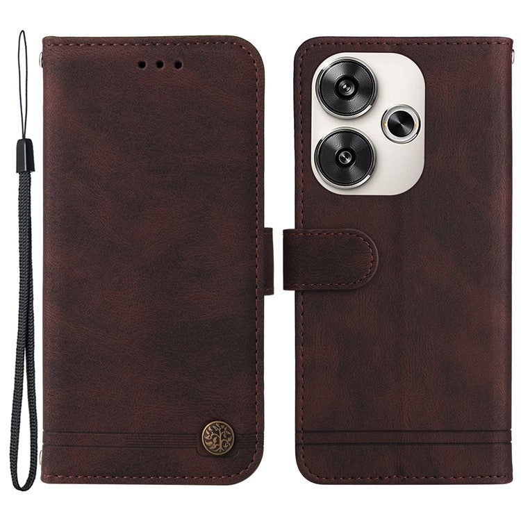 For Xiaomi Redmi Turbo 3 5G / Poco F6 5G Leather Wallet Cases Skin Touch Phone Cover Stand with Strap - Brown
