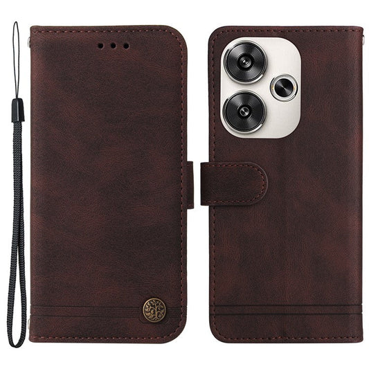 For Xiaomi Redmi Turbo 3 5G / Poco F6 5G Leather Wallet Cases Skin Touch Phone Cover Stand with Strap - Brown