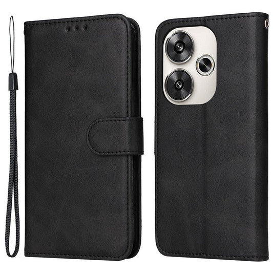 For Xiaomi Redmi Turbo 3 5G / Poco F6 5G Case Calf Texture Leather Wallet Cell Phone Cover - Black