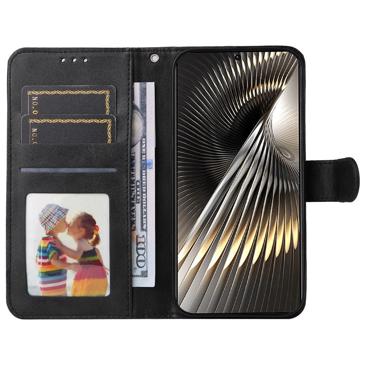 For Xiaomi Redmi Turbo 3 5G / Poco F6 5G Case Calf Texture Leather Wallet Cell Phone Cover - Black