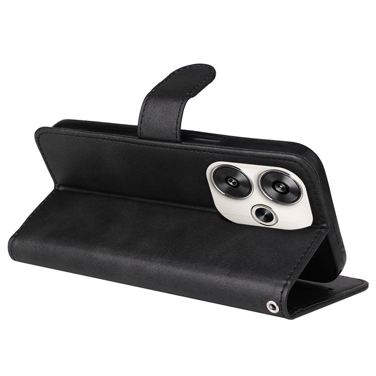 For Xiaomi Redmi Turbo 3 5G / Poco F6 5G Case Calf Texture Leather Wallet Cell Phone Cover - Black