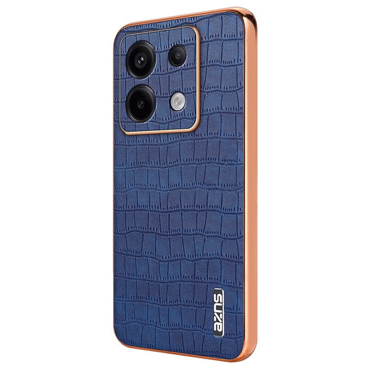 AZNS For Xiaomi Redmi Note 13 Pro 5G / Poco X6 5G Case PU Leather Back Cover Electroplating Edge - Blue