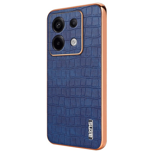 AZNS For Xiaomi Redmi Note 13 Pro 5G / Poco X6 5G Case PU Leather Back Cover Electroplating Edge - Blue