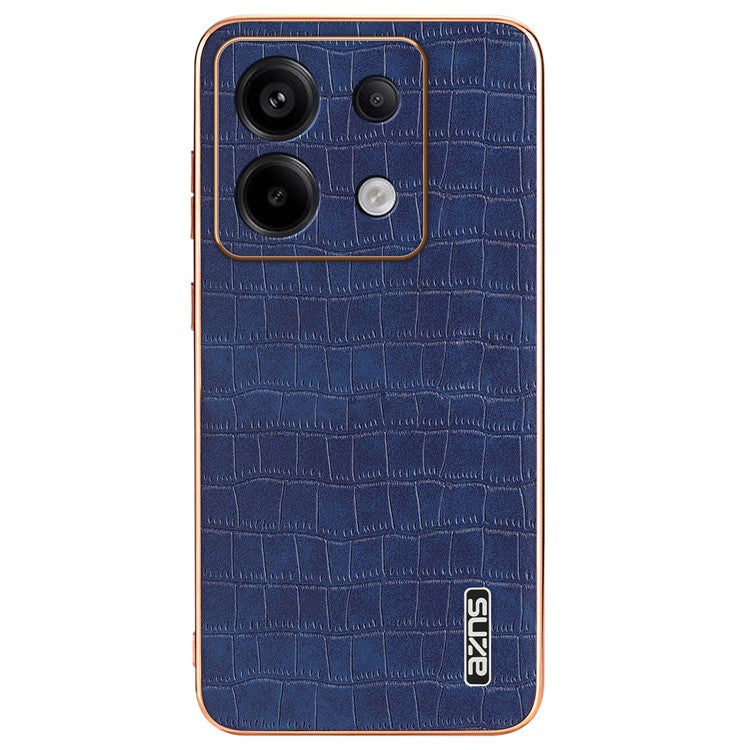 AZNS For Xiaomi Redmi Note 13 Pro 5G / Poco X6 5G Case PU Leather Back Cover Electroplating Edge - Blue